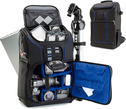 Camera Backpack for Photographers Dslr/Slr/Mirrorless Photography Camera Bag with Laptop Compartment, Waterproof Rain Cover & Tripod Holder, Compatible with Canon/Nikon/Sony (Blue)
