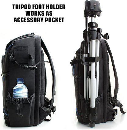 Camera Backpack for Photographers Dslr/Slr/Mirrorless Photography Camera Bag with Laptop Compartment, Waterproof Rain Cover & Tripod Holder, Compatible with Canon/Nikon/Sony (Blue)